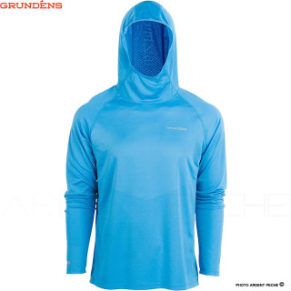 Haut Grundéns UPF 50 Solstrale Hoody Costal Blue - Ardent Fly Fishing